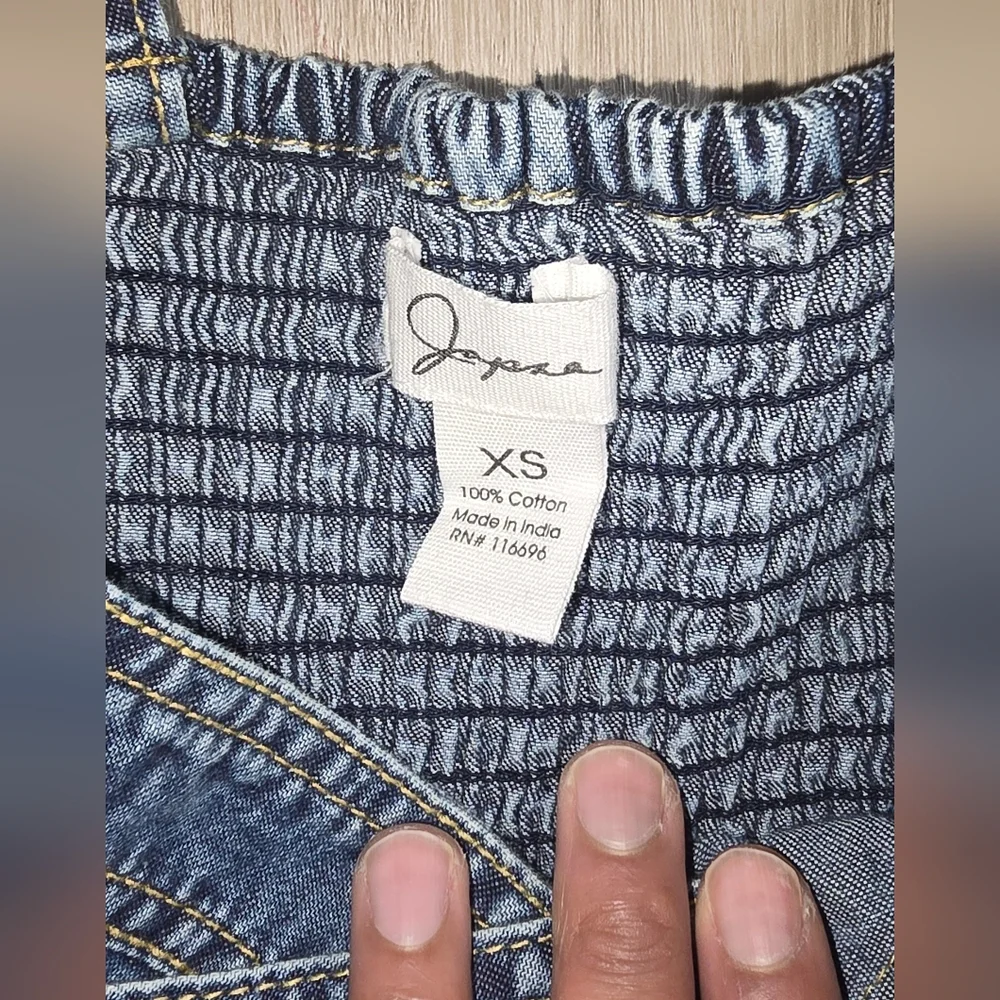 Japra  Blue Denim Button-Front Overall Dress - Picture 3 of 5